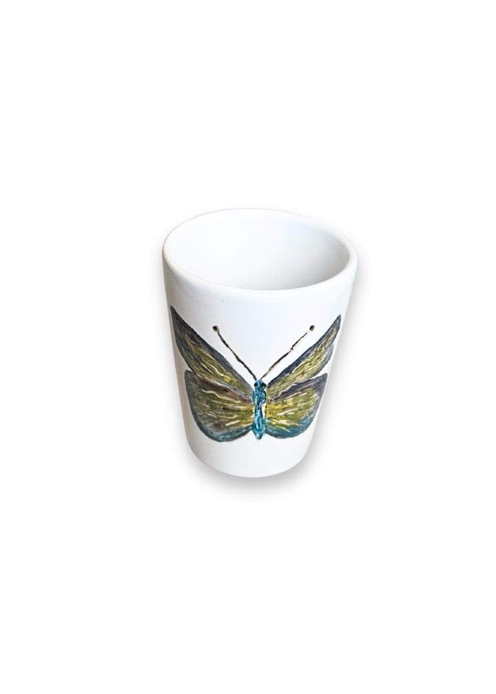 Blue Meadow Butterfly Porcelain Shot Glass