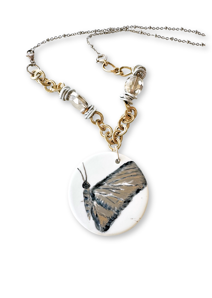 Butterfly Porcelain Pendant Necklace
