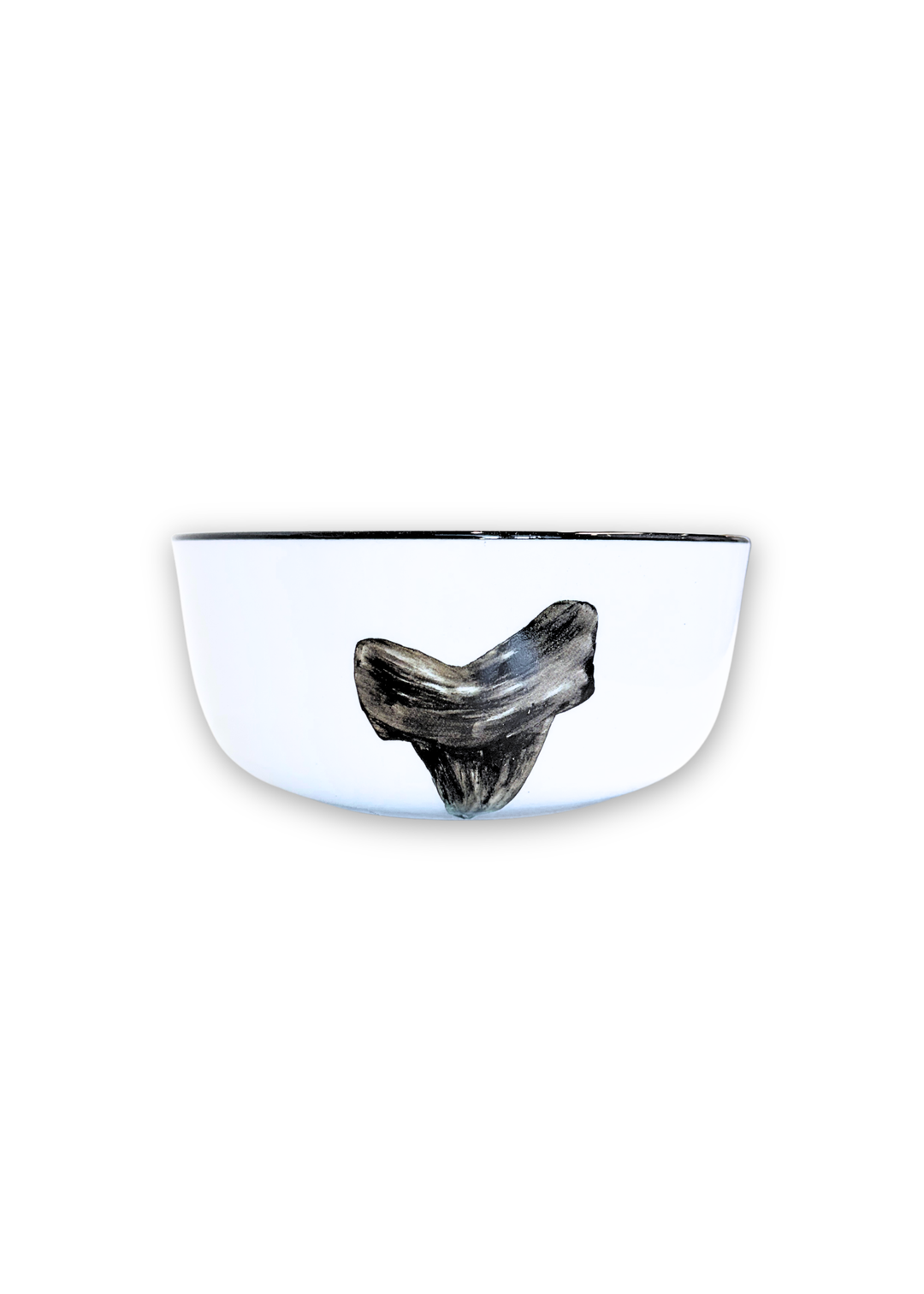 Shark Tooth Porcelain Black Rim Bowls