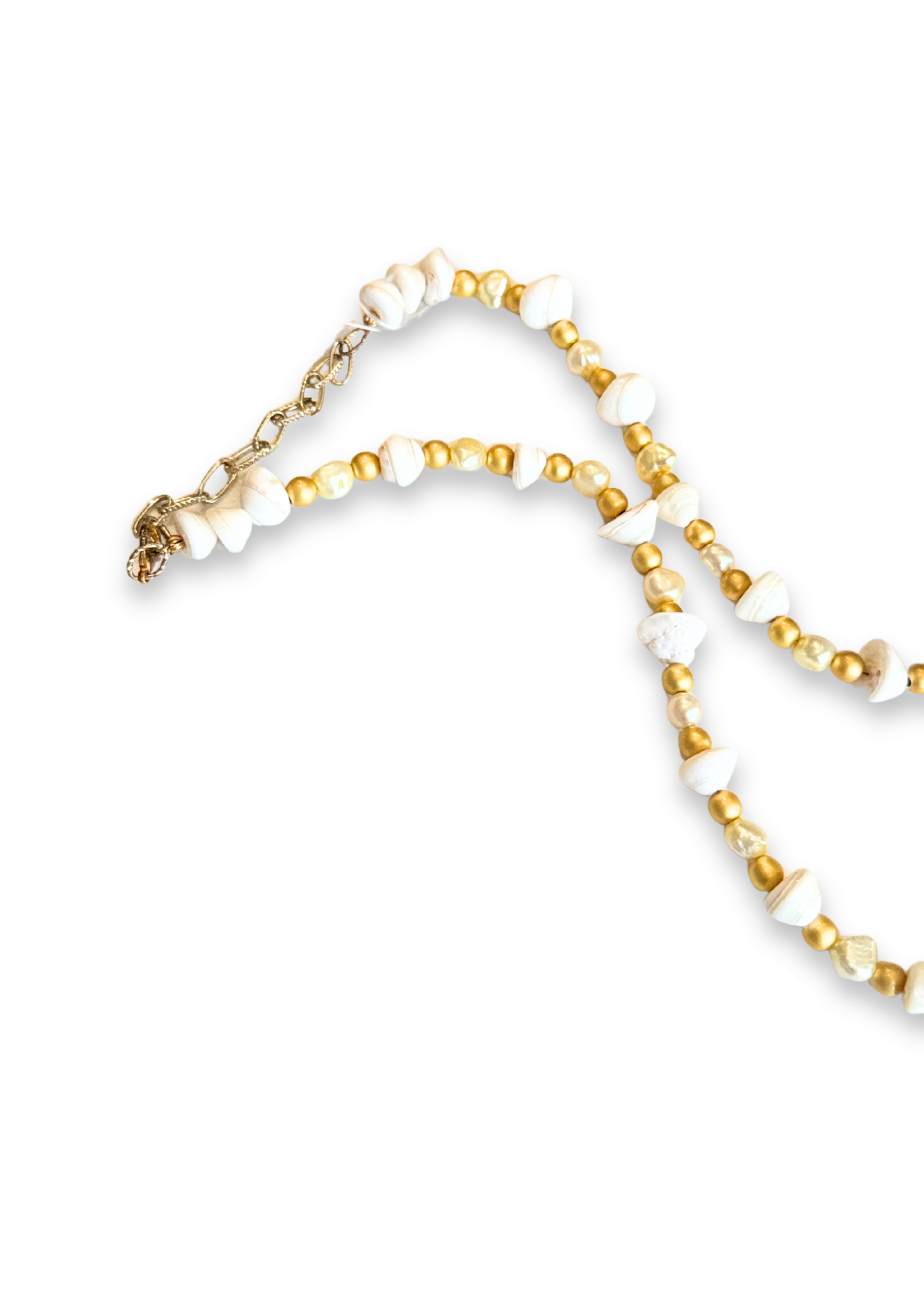 Coastal Golden Palm Tree Porcelain Beaded Necklace