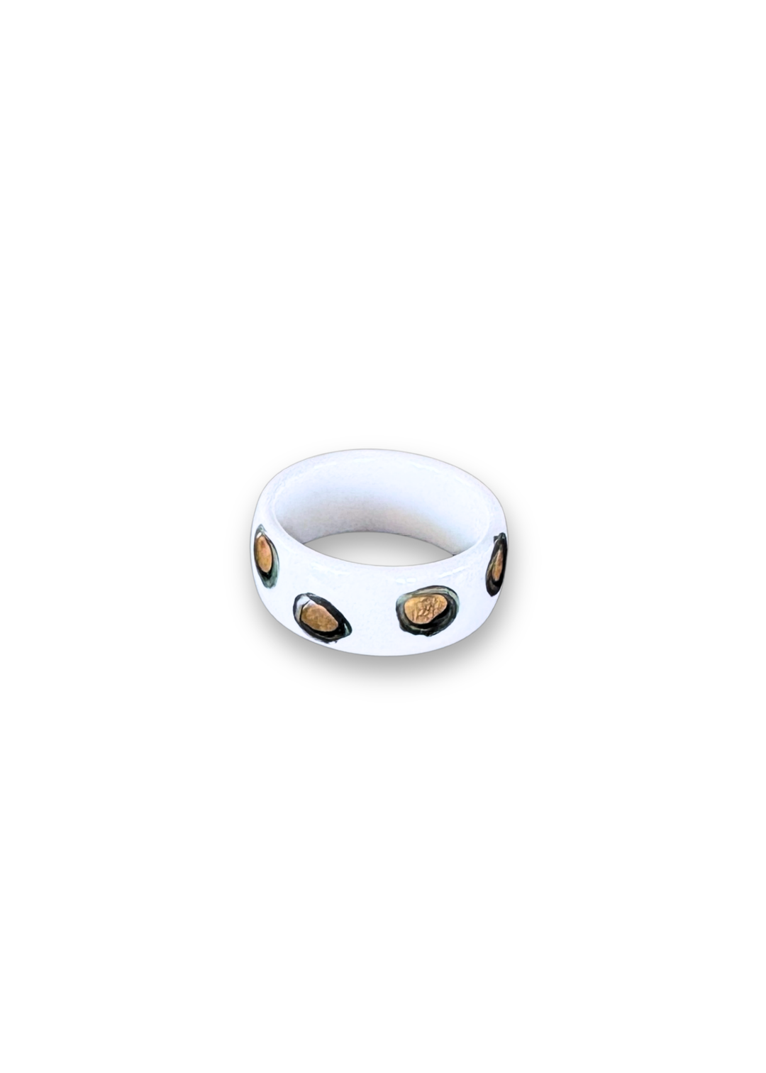 Jaguar Print Polka Dot Porcelain Ring - Size 8