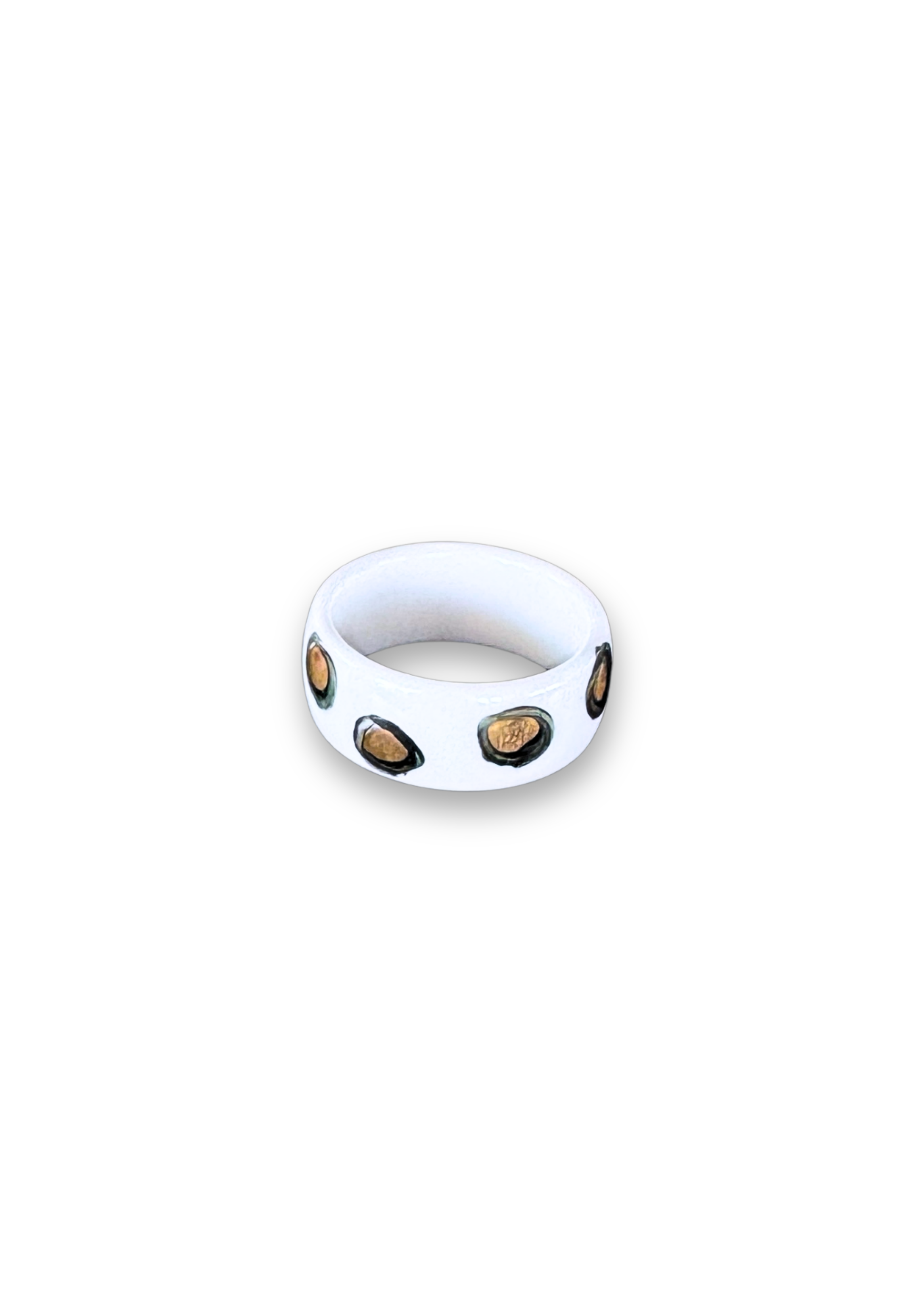 Jaguar Print Polka Dot Porcelain Ring - Size 8