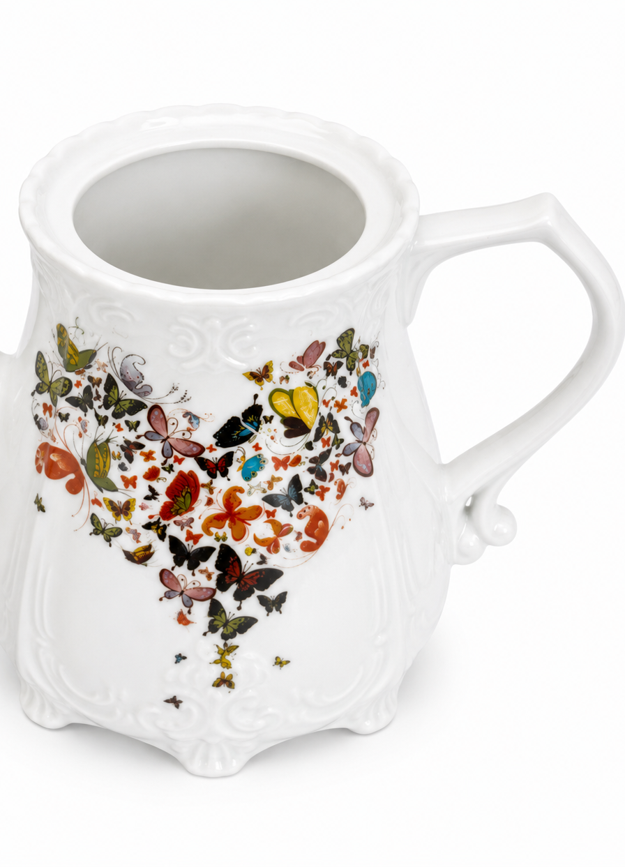 Butterfly Garden Porcelain Teapot – Elegant Floral Tea Server