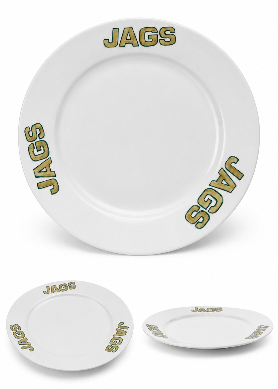 Hand Painted Porcelain Jags Football Season Plate