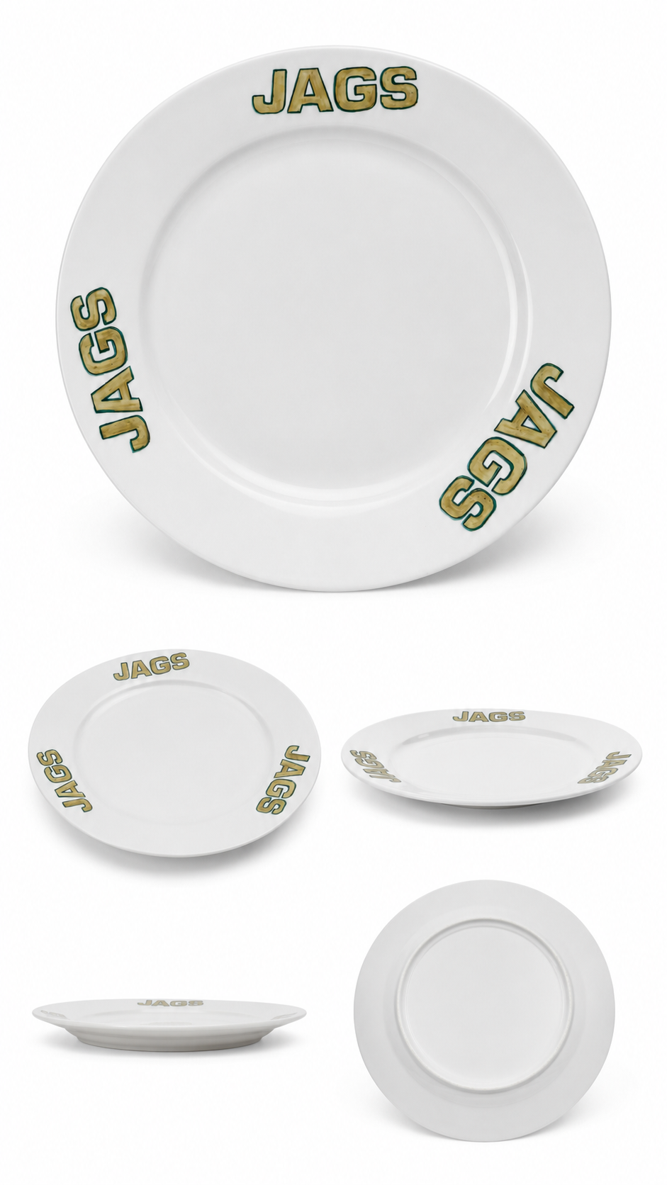 Jacksonville JAGS Hand-Painted White Porcelain Dinner Plate – 10.75"