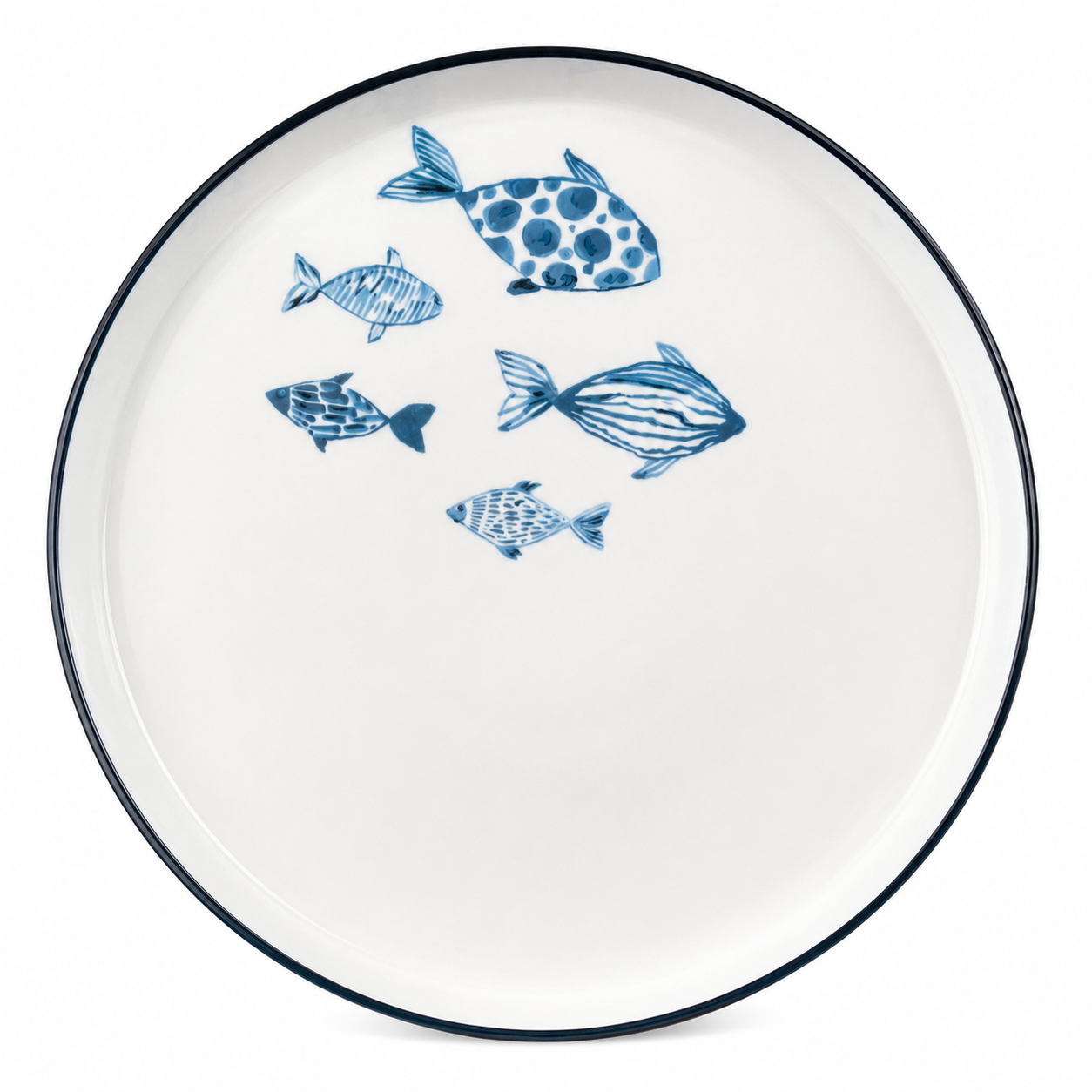 Coastal Fish Porcelain Platter with Fresh Fruit Display