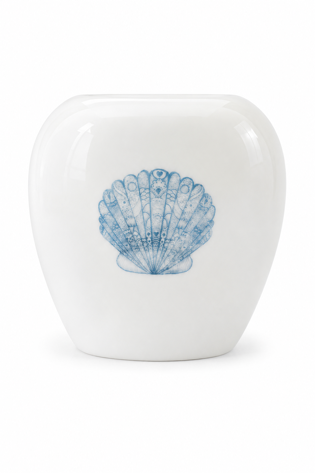 Blue Seashell Porcelain Vase | Coastal Decorative Bud Vase
