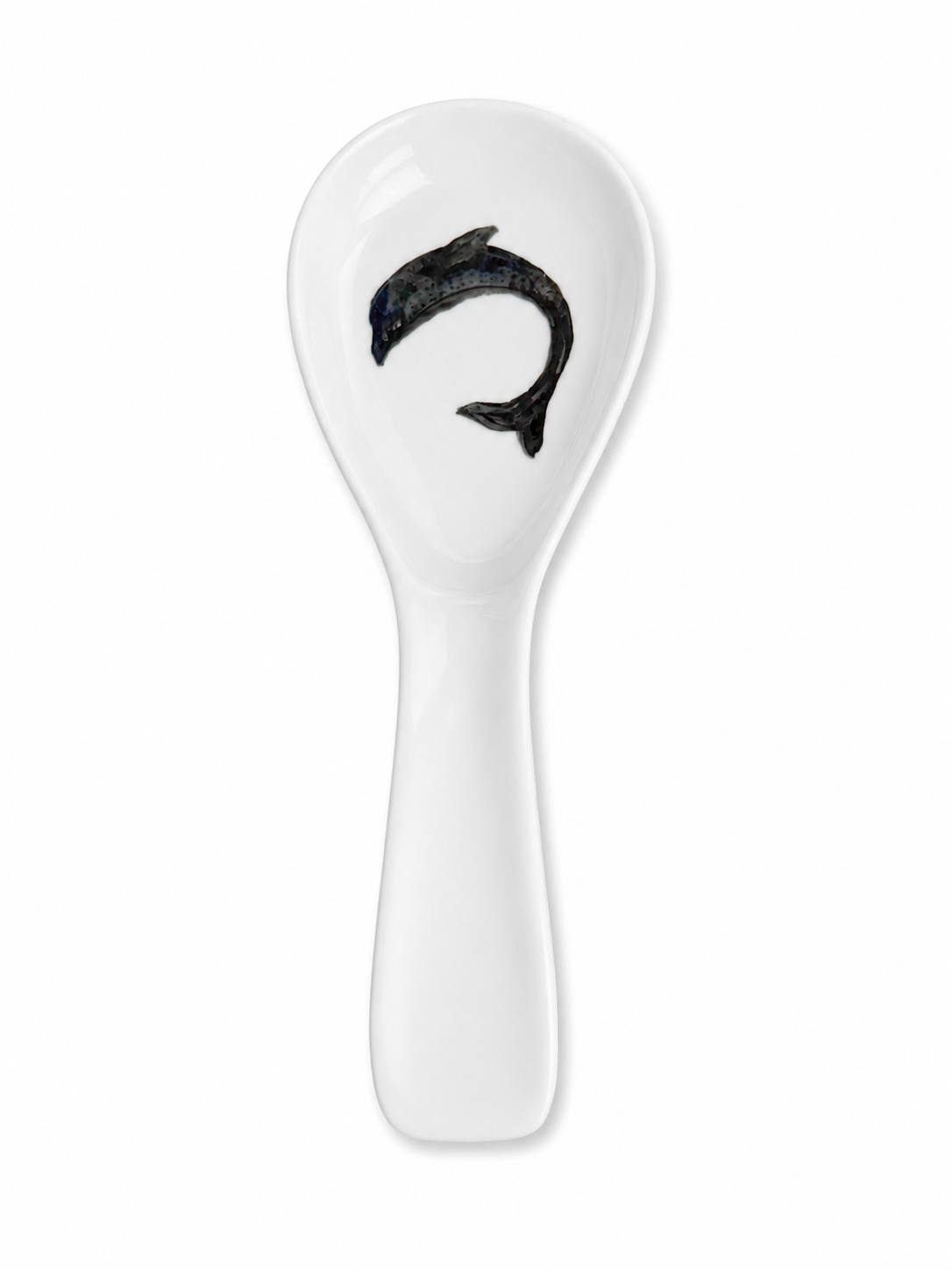 Hand-Painted Dolphin Porcelain Spoon Rest – Coastal Kitchen Accent