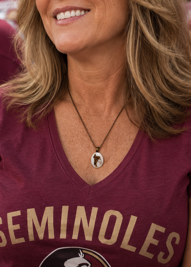 Seminole Classic Porcelain Pendant Necklace – Hand-Painted FSU Elegance