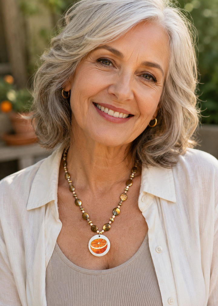 Orange Slice Porcelain Necklace