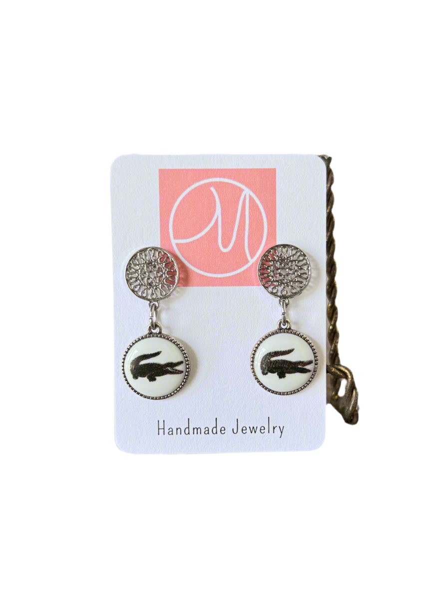 Gator Game Day Earrings – Green Gator Dangle Jewelry  Show off your team spirit in style with these Gator Game Day Earrings