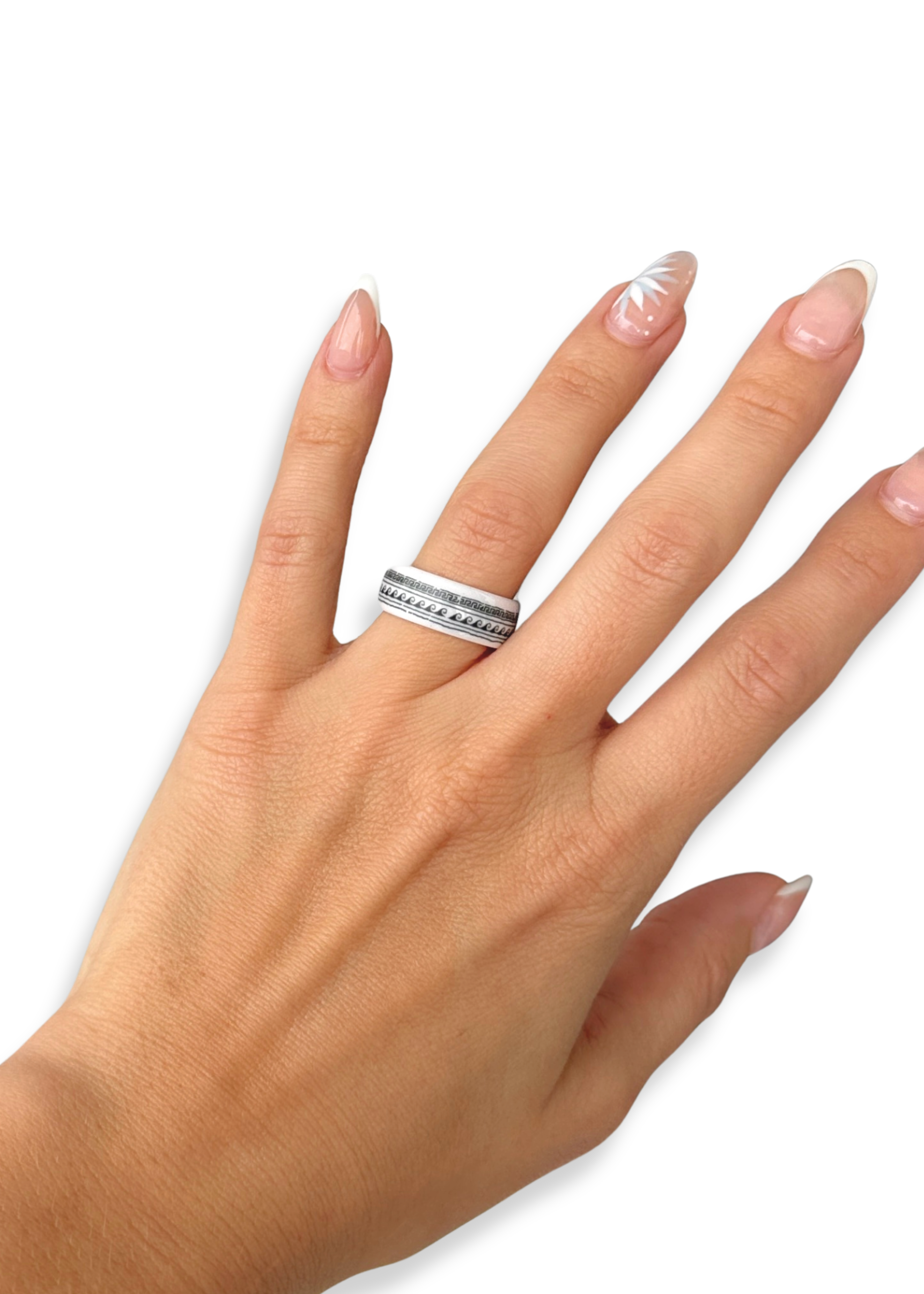 Coastal Tribal Porcelain Ring – Size 7