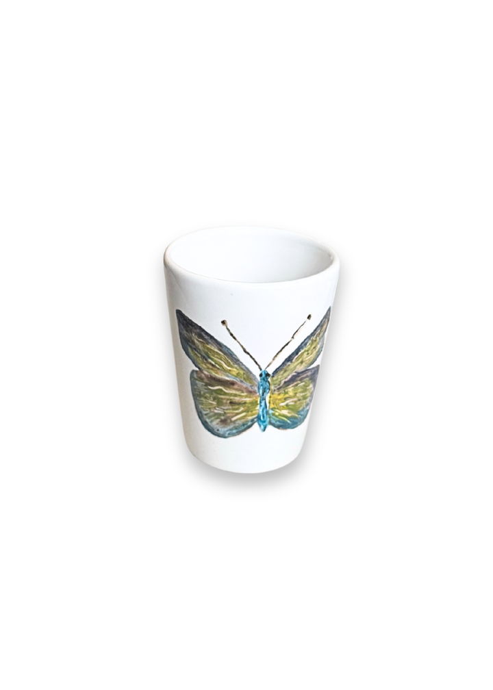 Blue Meadow Butterfly Porcelain Shot Glass