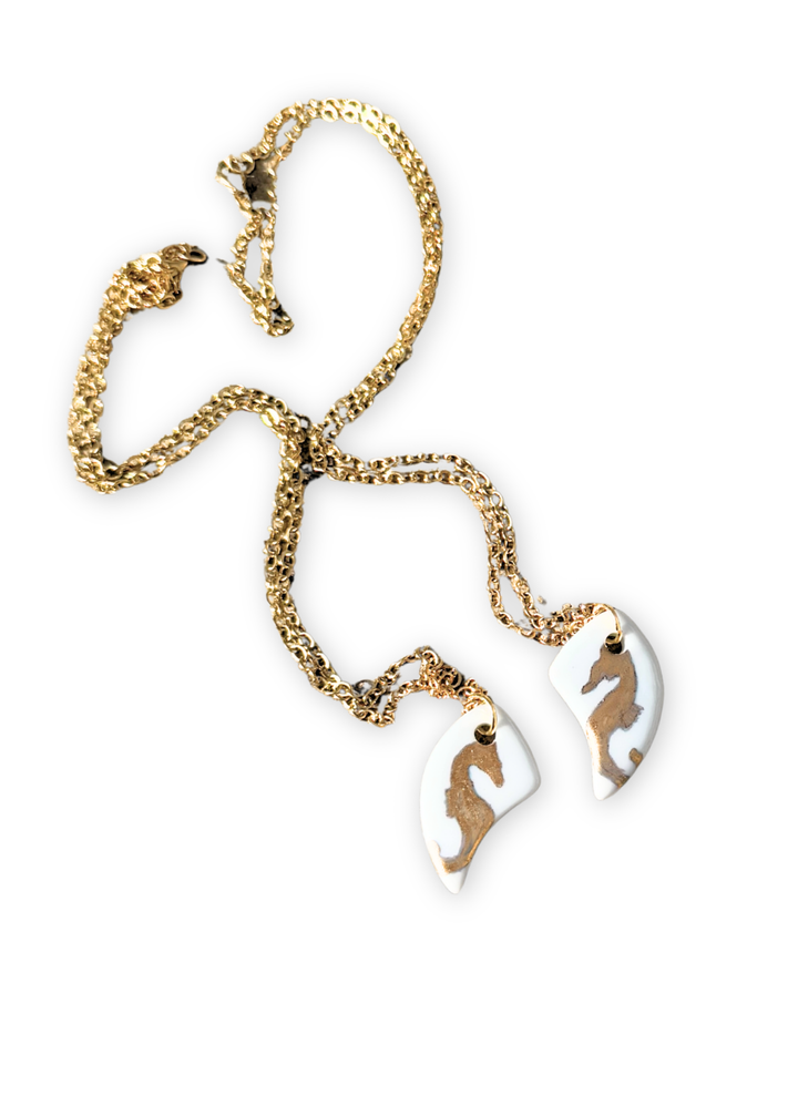 Seahorse Porcelain Pendant Necklace
