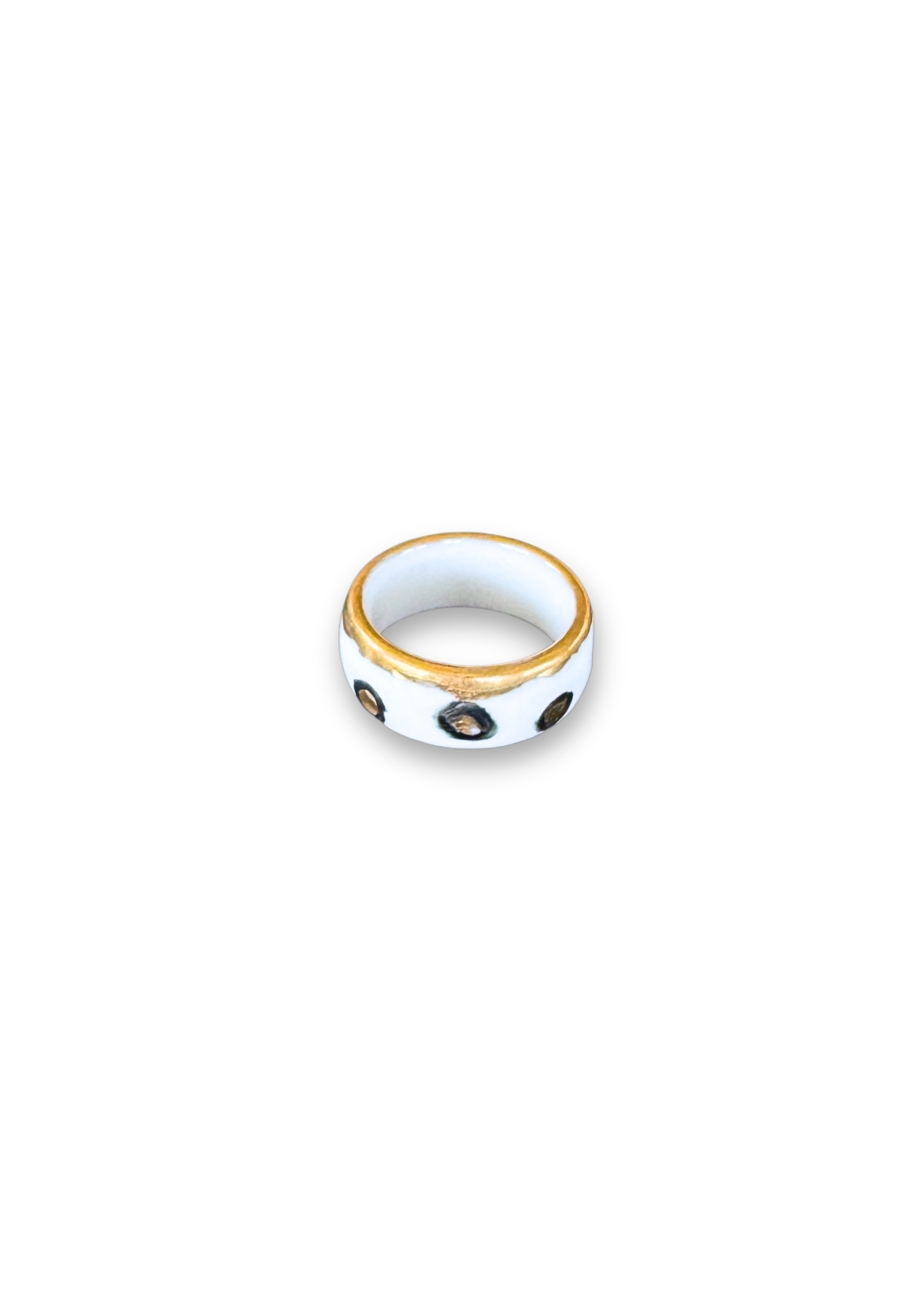 Jaguar Print Polka Dot Porcelain Ring - Size 7