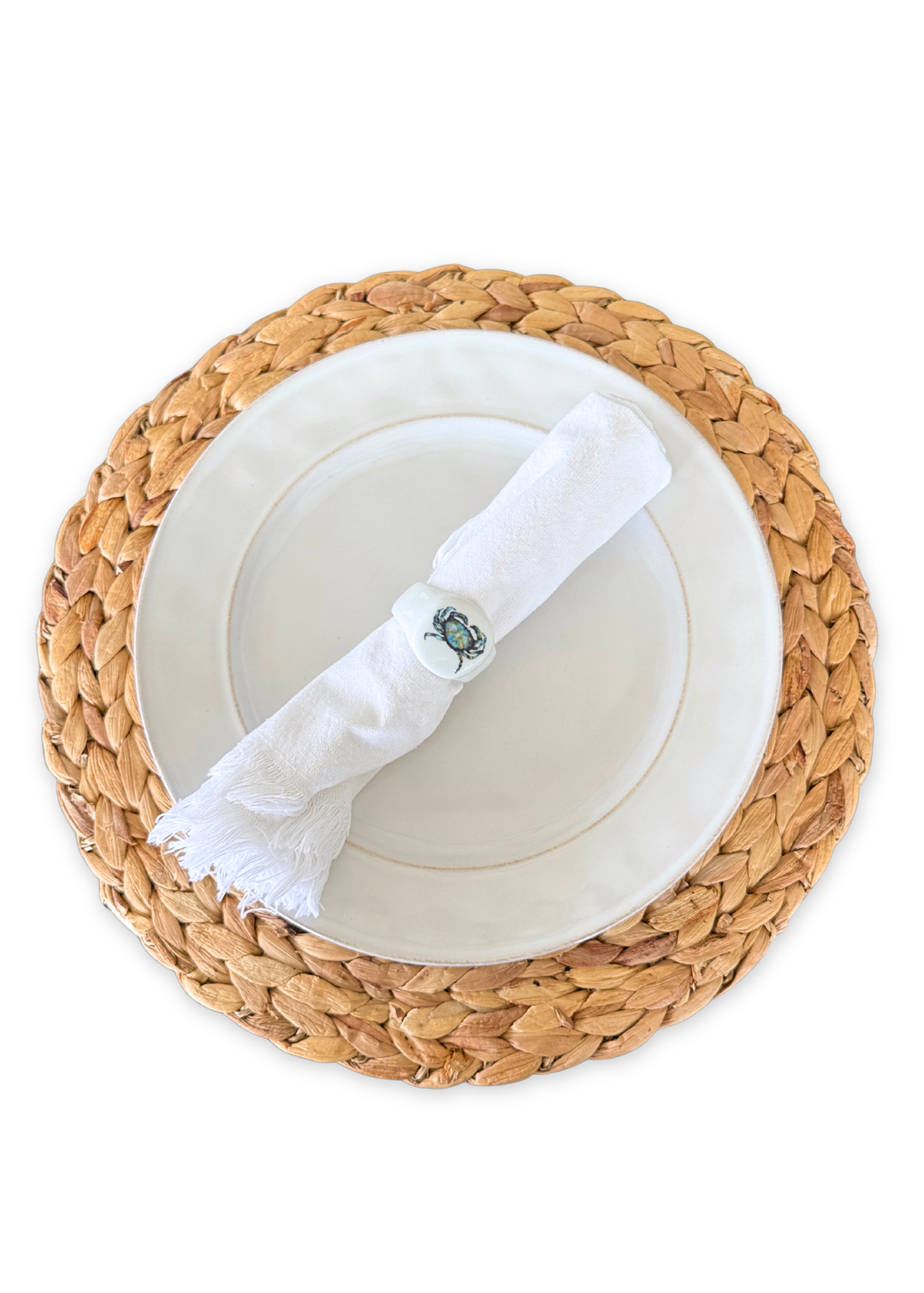 Coastal Crab Porcelain Napkin Rings – Set of 6