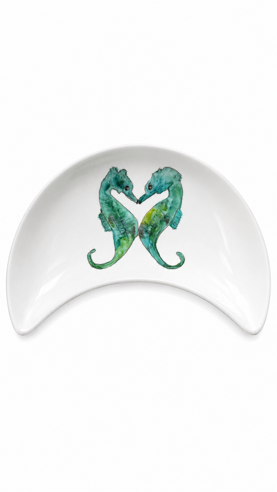 Hand-Painted Seahorse Crescent Vanity Tray