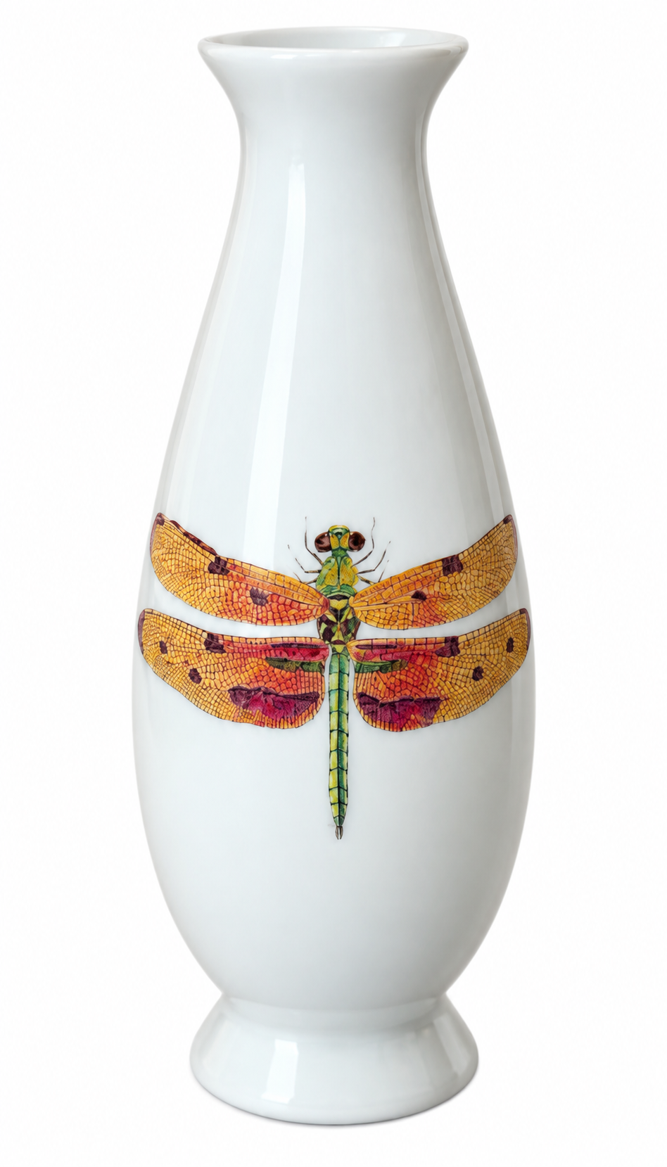 Hand-Painted Dragonfly Porcelain Bud Vase