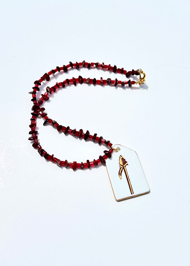 Spear Game day Necklace Garnet Gold Football Mascot
