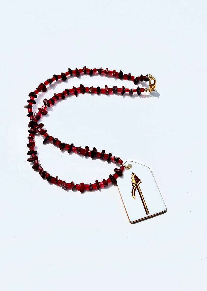 Spear Game day Necklace Garnet Gold Football Mascot
