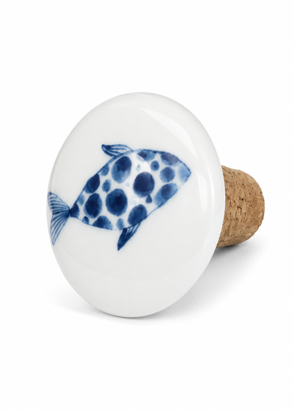 Blue Fish Porcelain Wine Stopper