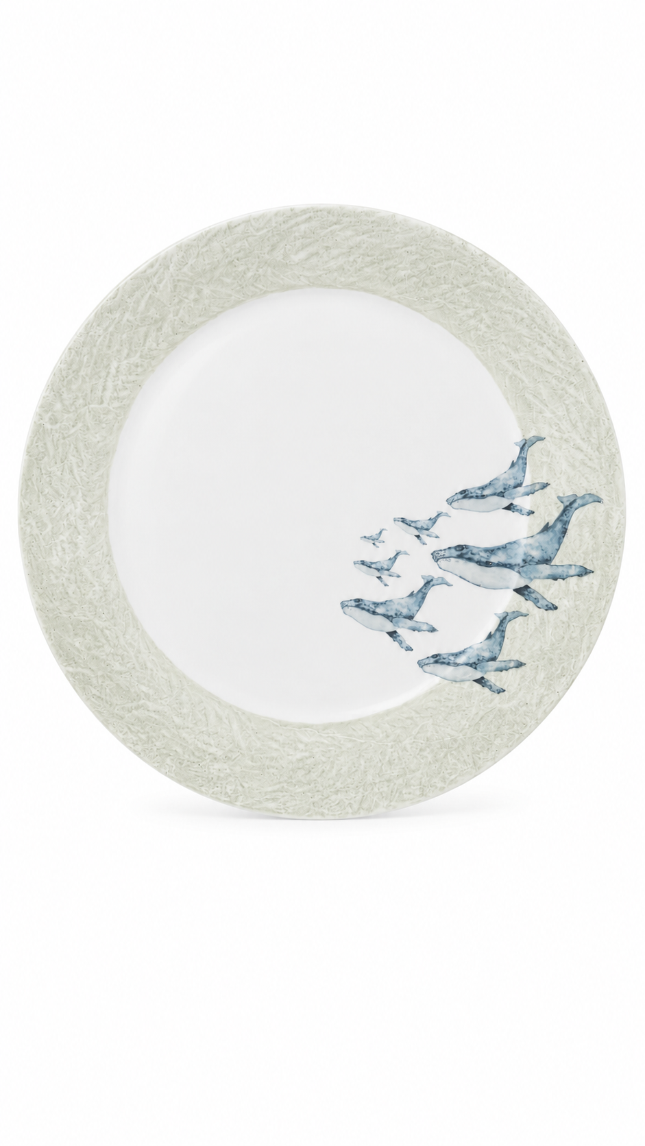 Coastal Whale Porcelain Dinner Plate – Hand-Painted Ocean-Inspired Tableware