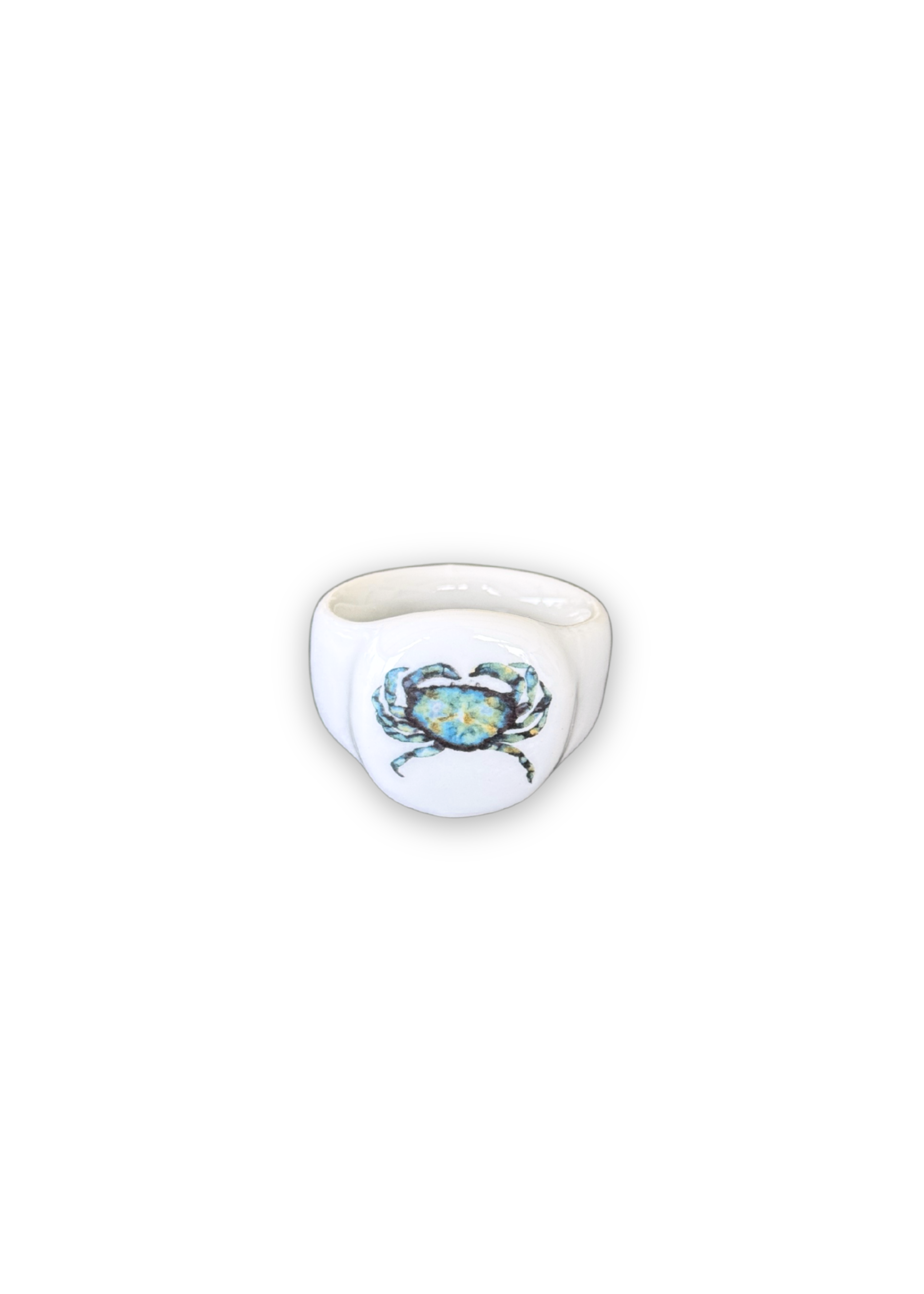 Coastal Crab Porcelain Napkin Rings Set of 6