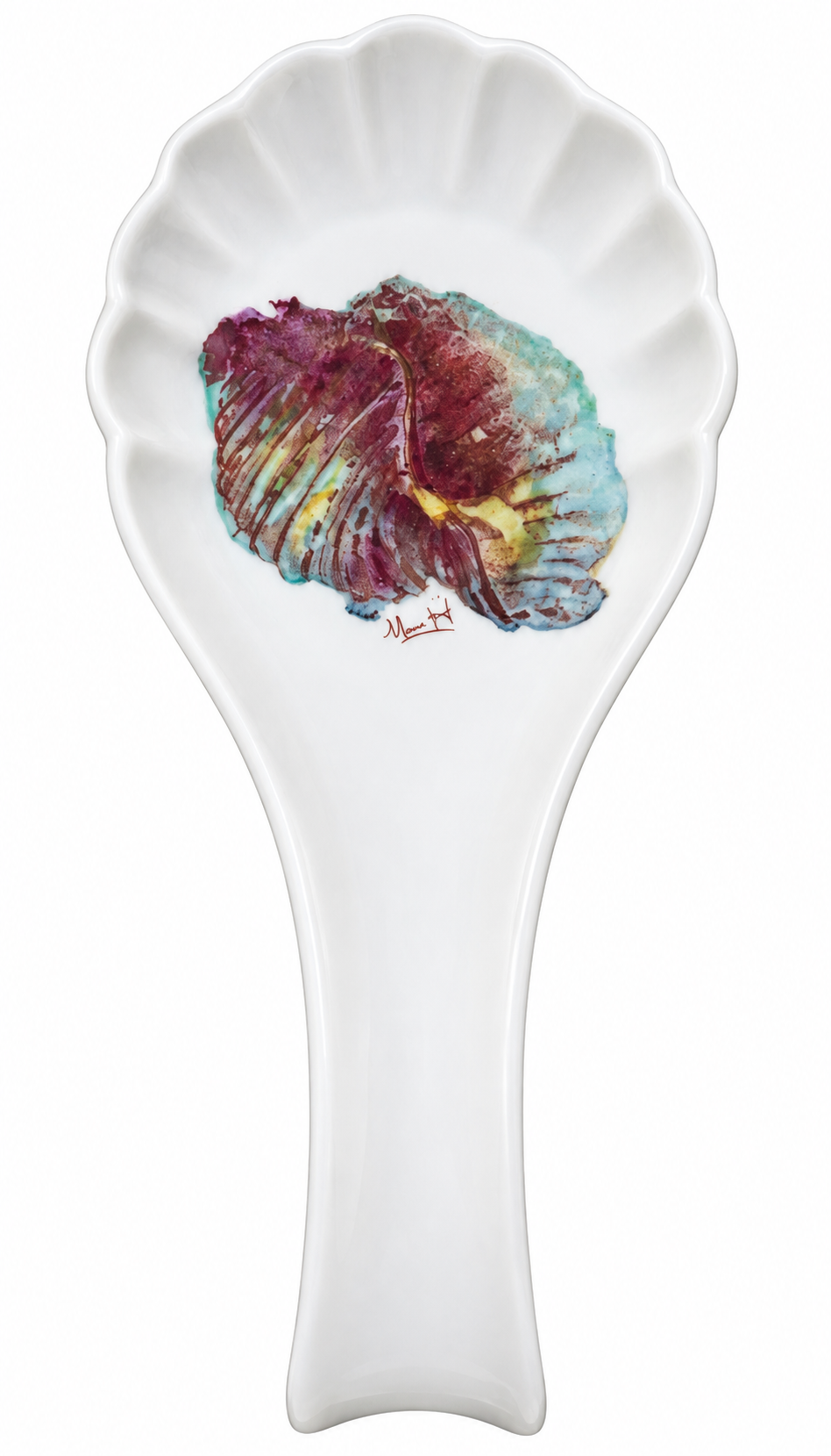 Hand-Painted Coastal Seashell Porcelain Spoon Rest