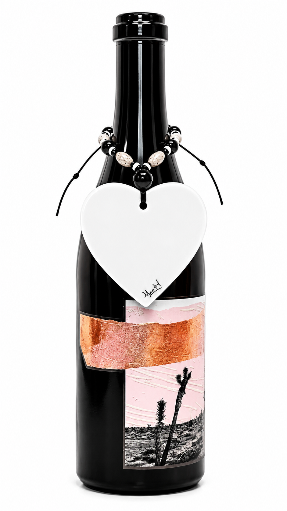 Shark Tooth Heart Porcelain Bottle Tag