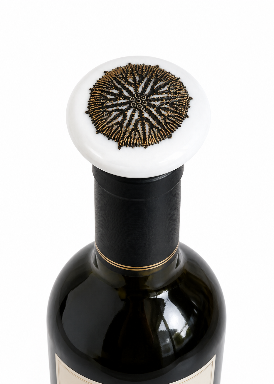Sea Urchin Porcelain Wine Stopper | Coastal Bottle Topper | Elegant Hostess Gift
