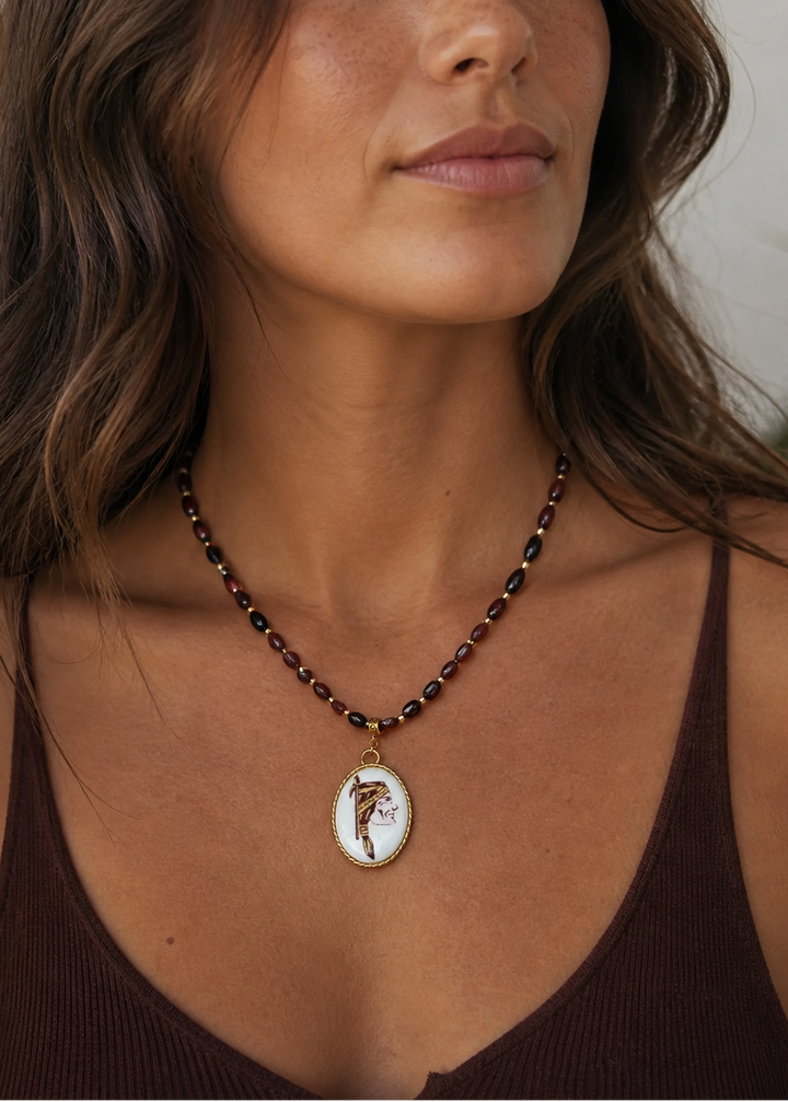 Mascot Game Day Beaded Necklace – Garnet and Gold Football Jewelry