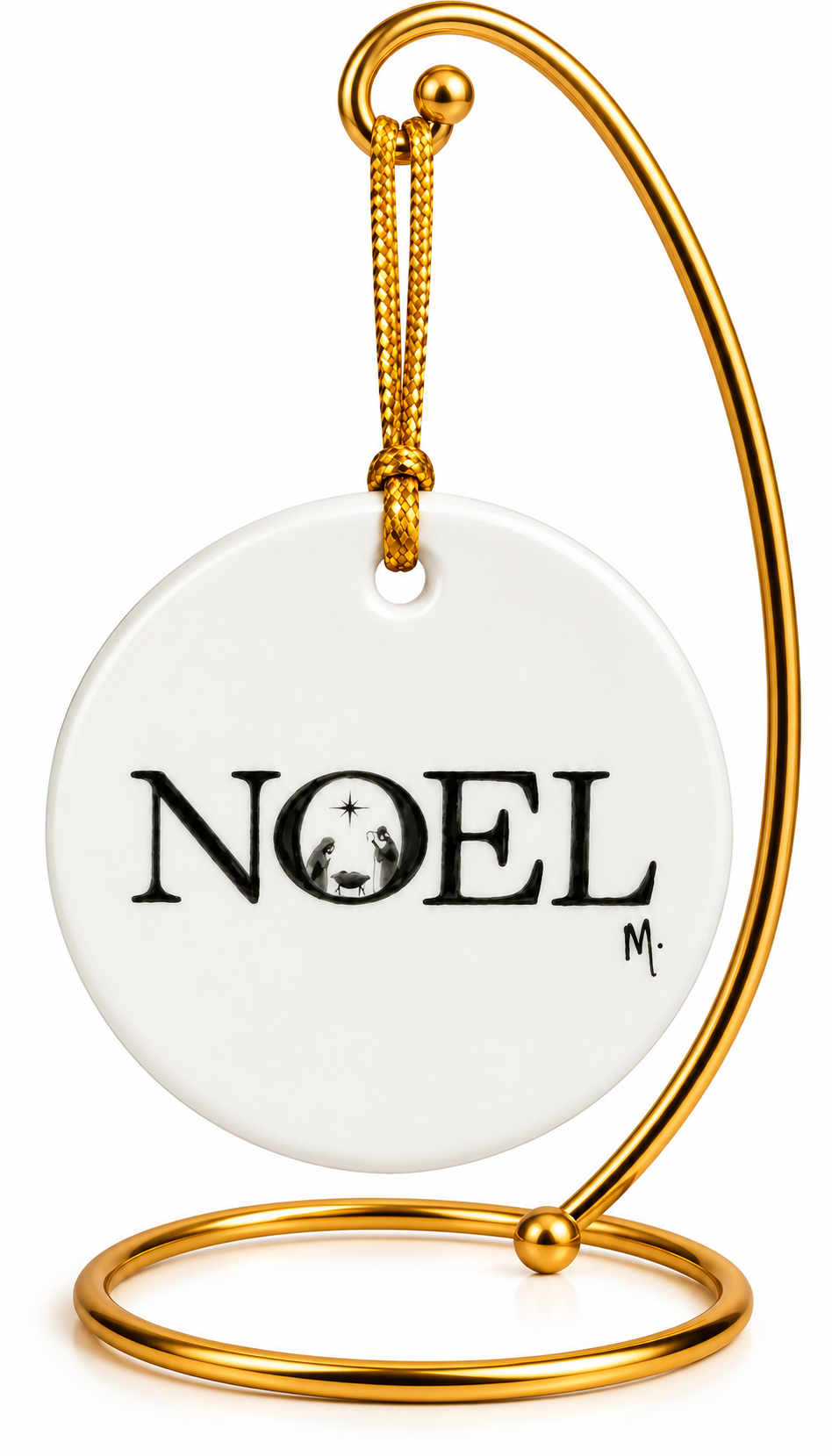 Hand-Painted Noel Nativity Porcelain Christmas Ornament