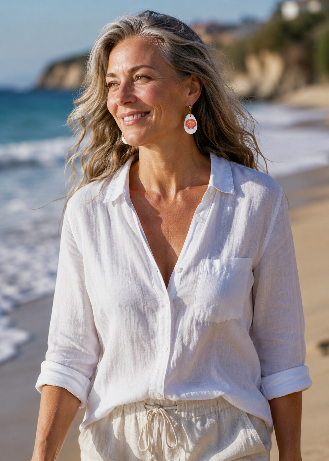 Hand-Painted Coral Seashell Porcelain Earrings – Coastal Elegance for Every Beach Lover