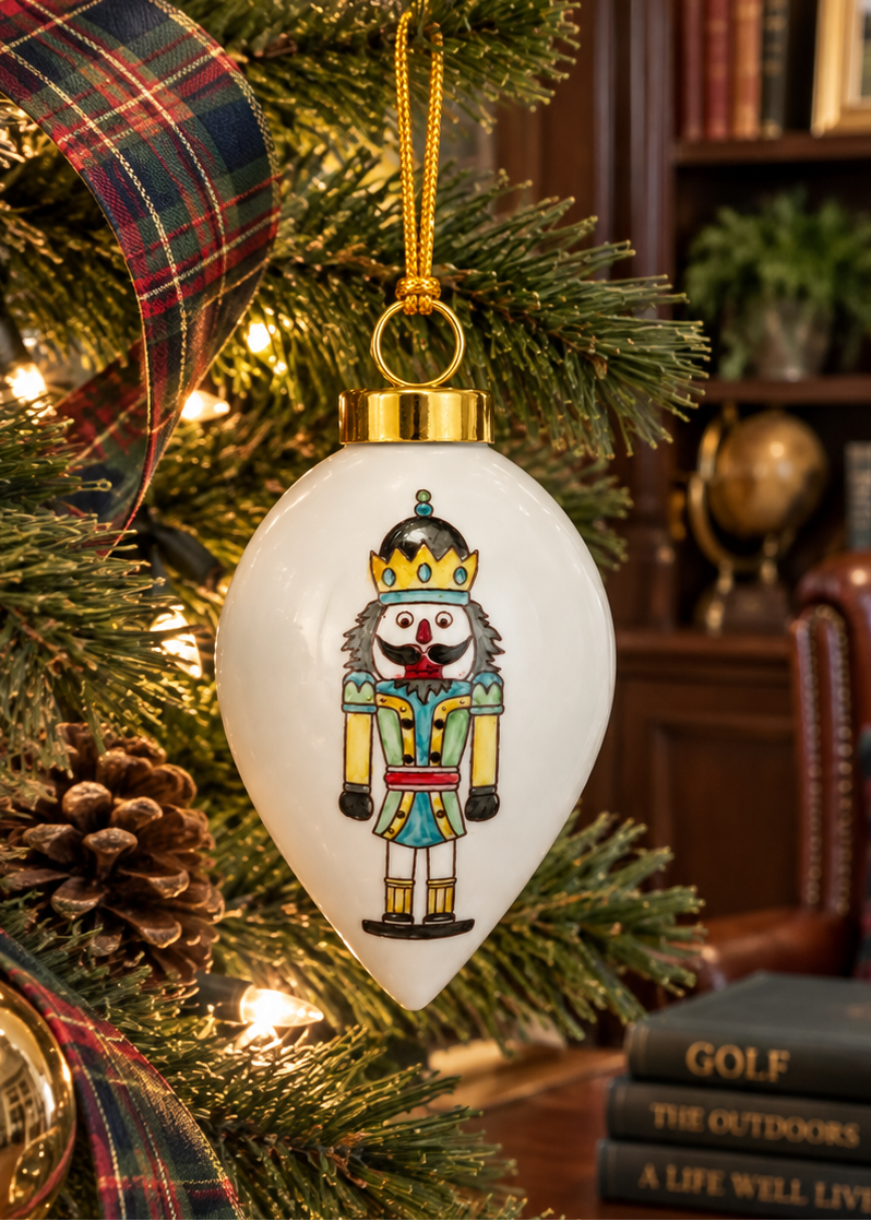 Hand-Painted Nutcracker Porcelain Christmas Ornament