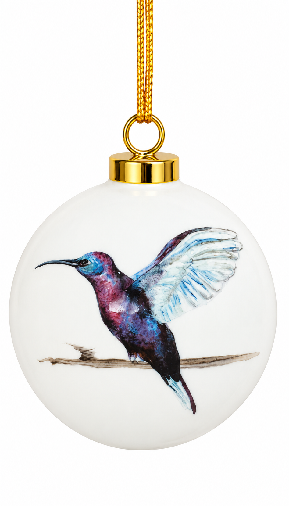 Hummingbird Porcelain Christmas Ornament