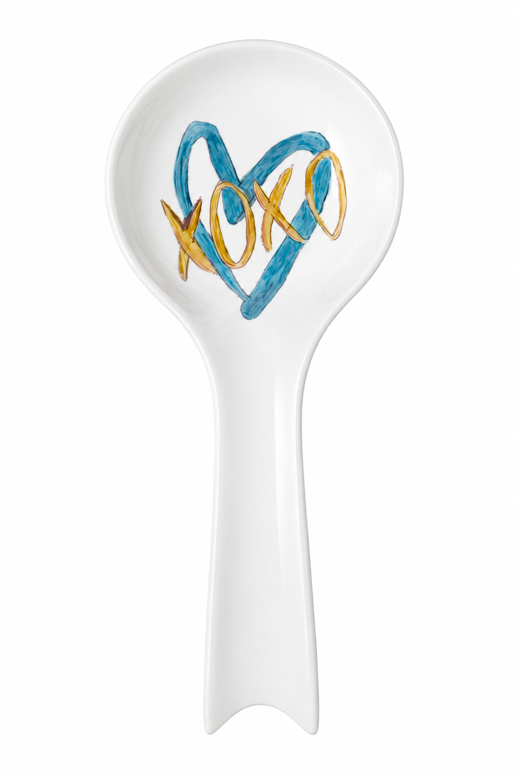 XOXO Heart Hand-Painted Porcelain Spoon Rest
