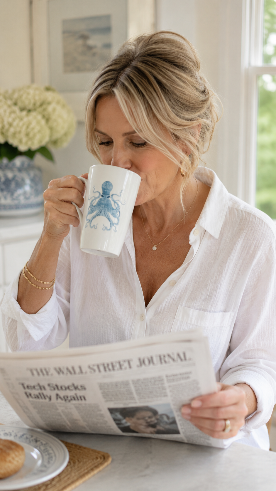 Blue Octopus Porcelain Coffee Mug – Coastal Latte Mug
