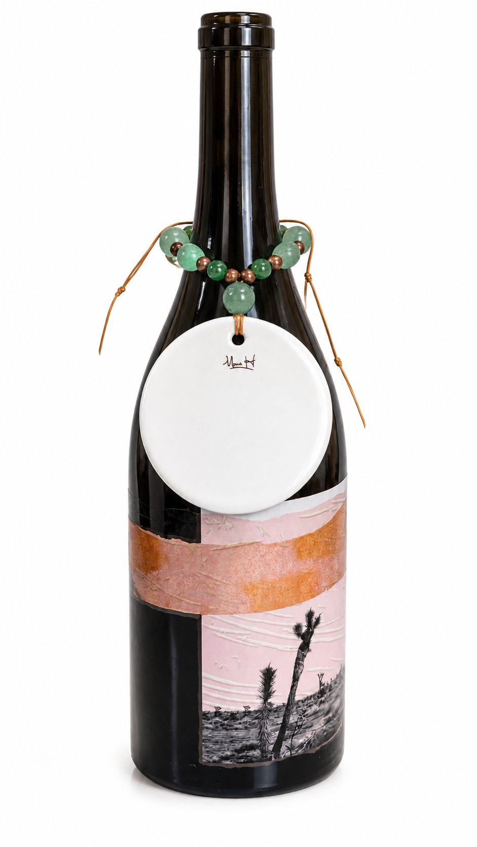 Hand-Painted Seahorse Porcelain Bottle Tag