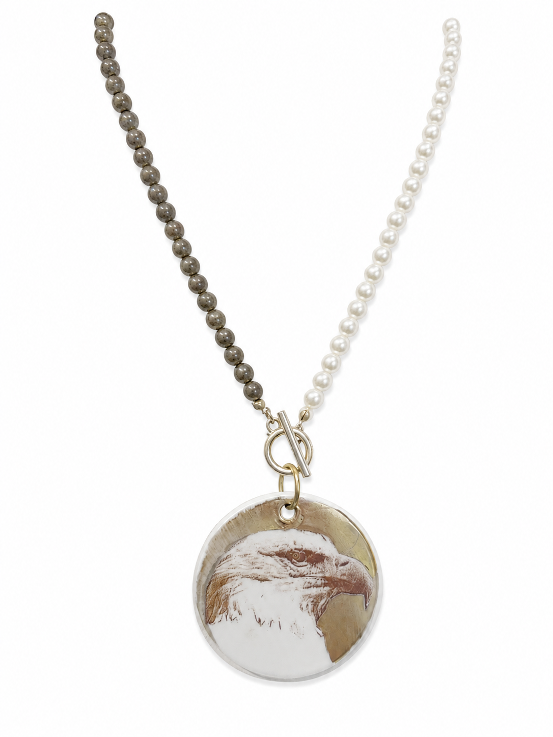 Hand-Painted Eagle Porcelain Pendant Necklace – War Eagle Game Day Statement Jewelry