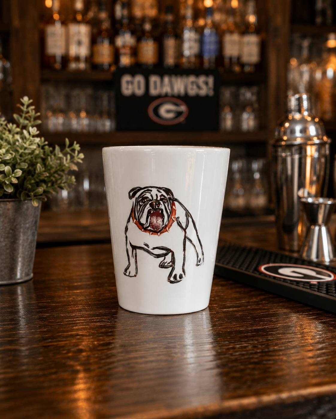 Hand-Painted Bulldog Shot Glass