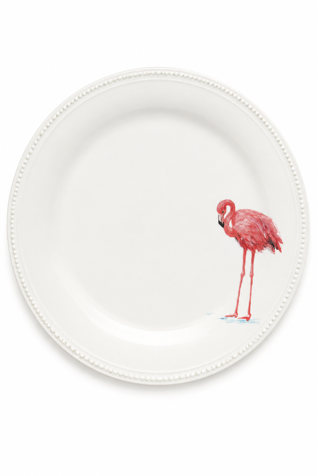 Hand-Painted Flamingo Porcelain Dinner Plate