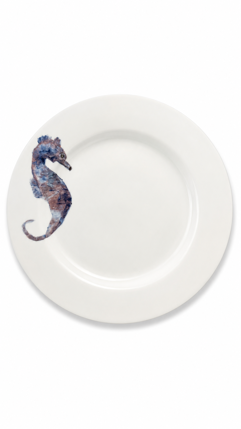 Hand-Painted Seahorse Appetizer Plate with Crackers & Dip – Coastal Porcelain
