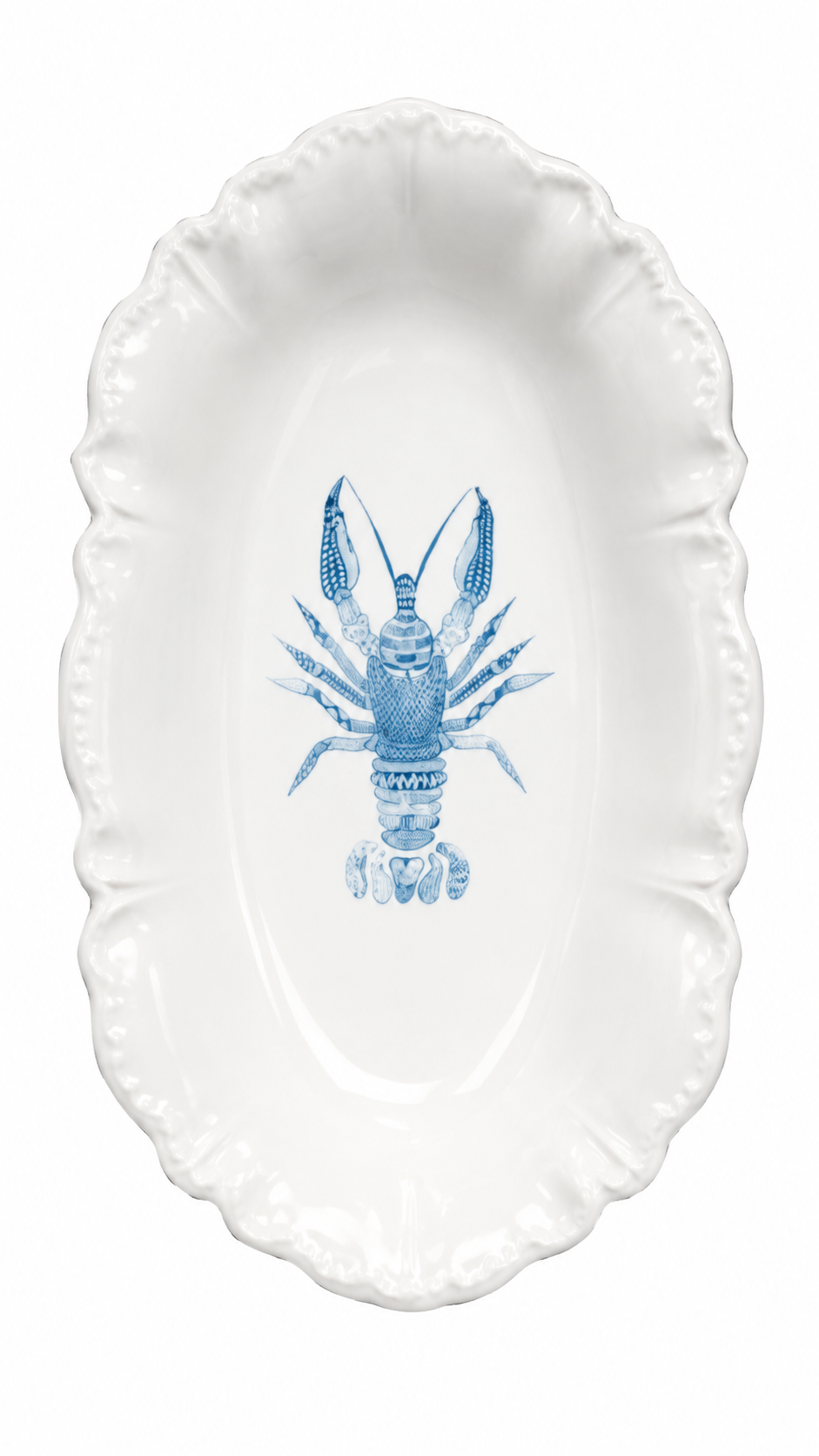 Blue Lobster Porcelain Scalloped Tray