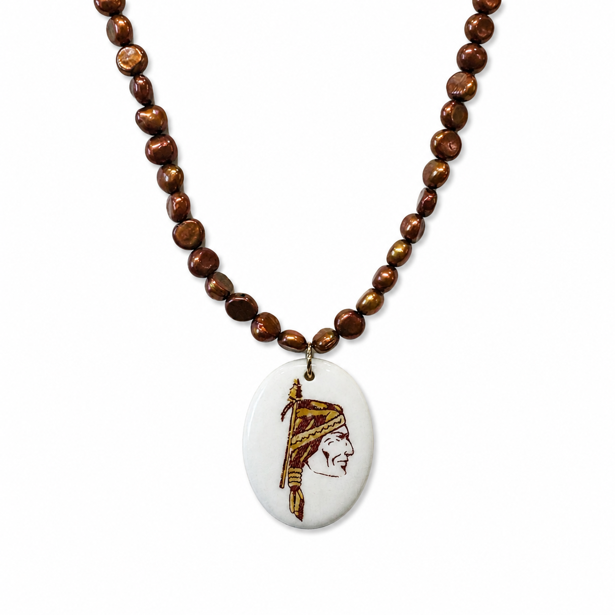 Florida State Seminoles Hand-Painted Porcelain Pendant Necklace – Garnet Pearl Game Day Jewelry