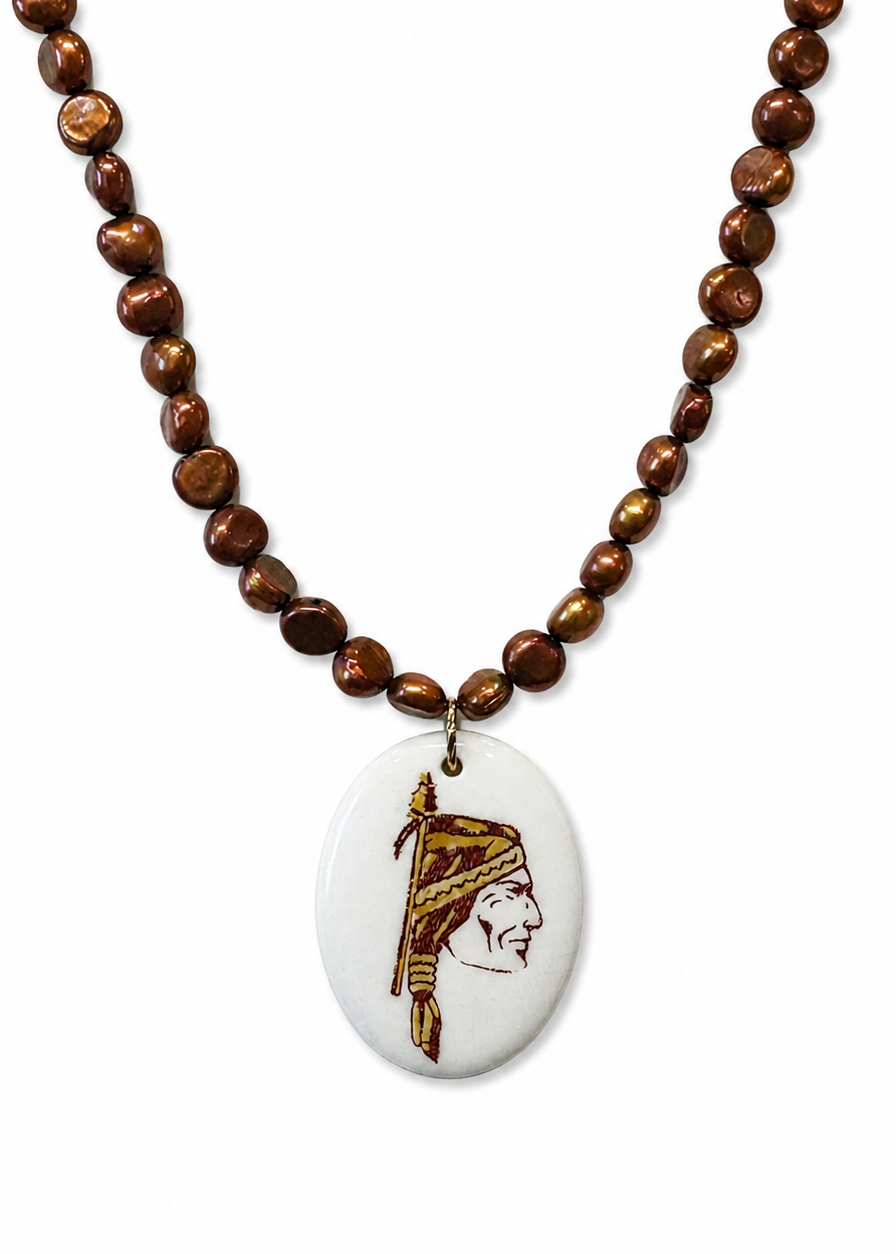 Florida State Seminoles Hand-Painted Porcelain Pendant Necklace – Garnet Pearl Game Day Jewelry