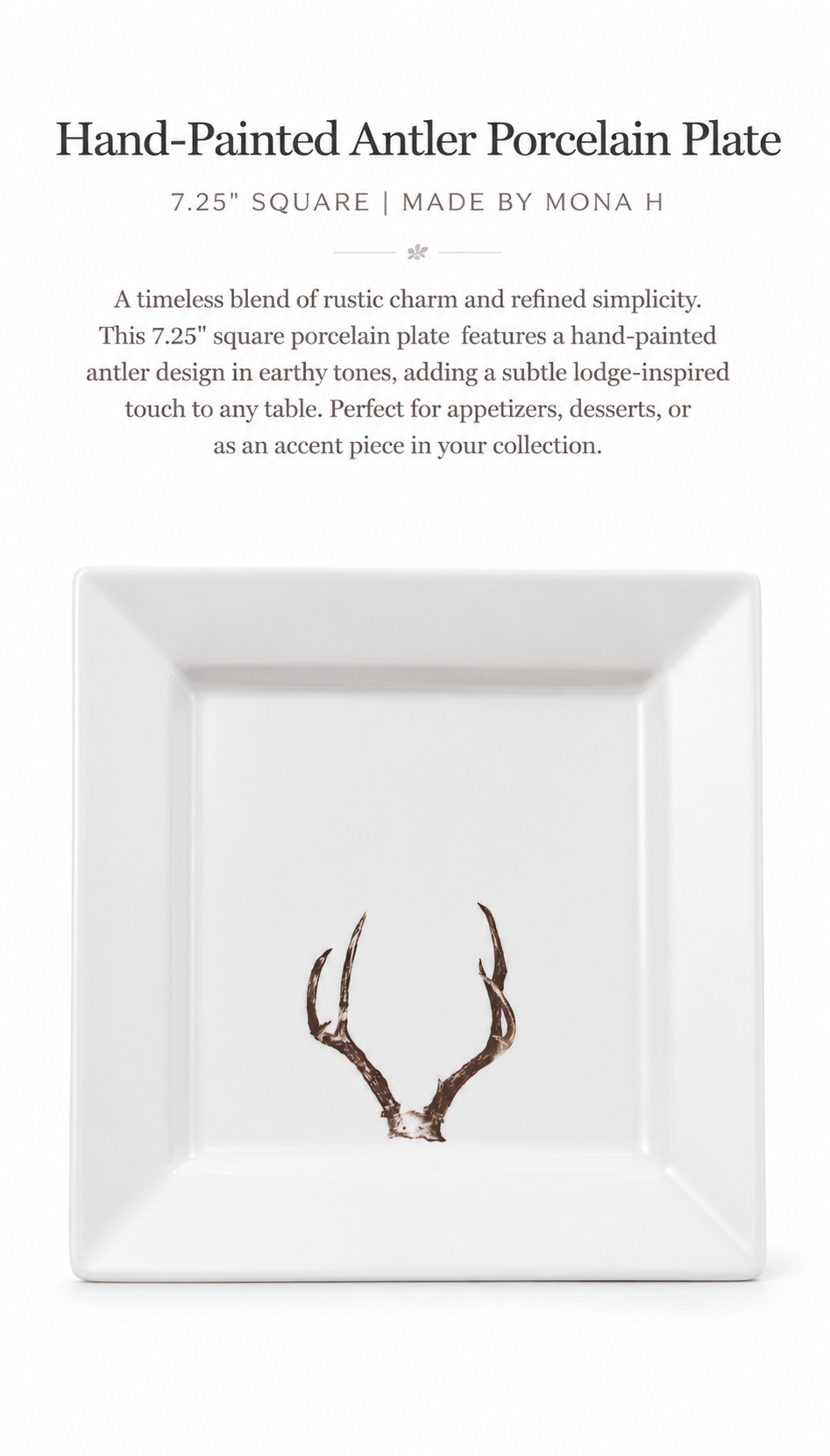 Hand-Painted Porcelain Antler Plate Set of two