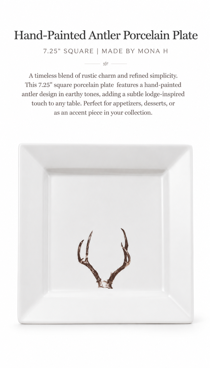 Hand-Painted Porcelain Antler Plate Set of two
