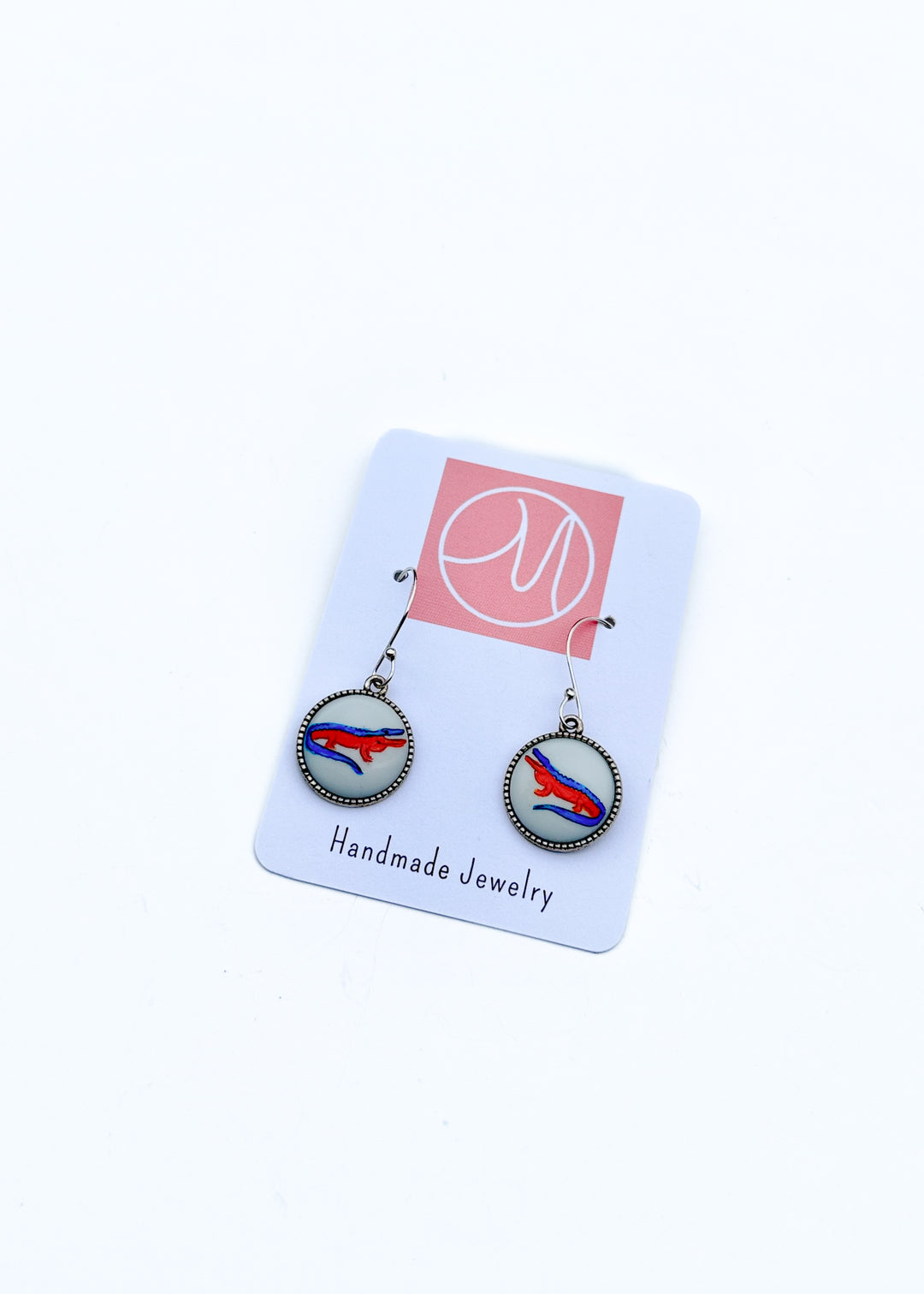 Gator Game Day Silver Dangle Earrings Mascot Jewelry Football