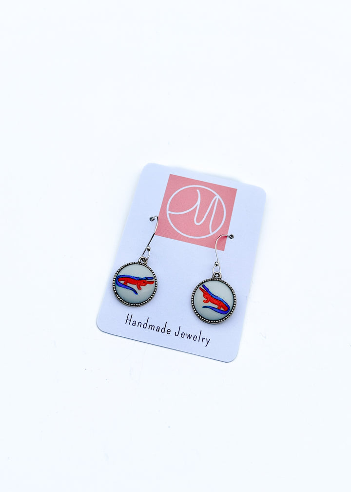 Gator Game Day Silver Dangle Earrings Mascot Jewelry Football
