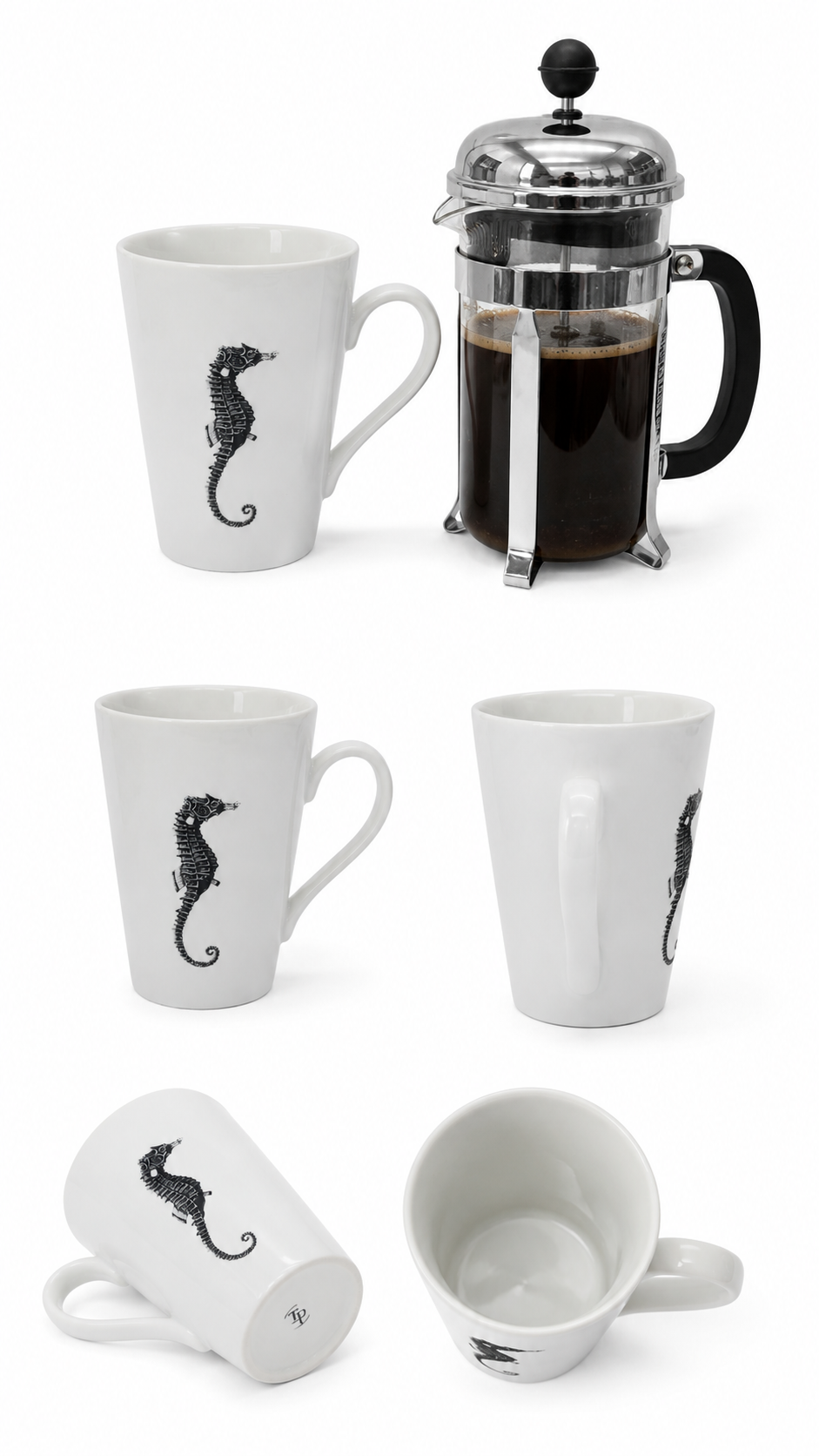 Black Seahorse Porcelain Mug – Coastal Coffee Cup